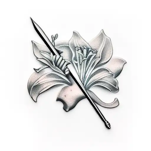 Pretty Stone Lady Justice With Lilys