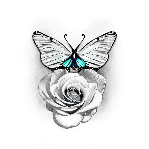 Butterfly With Rose