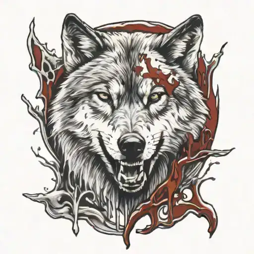 Wolf And Blood Dripping