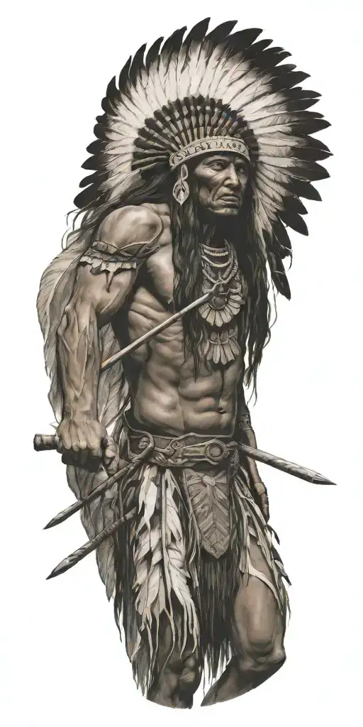 Native American Warrior Battling