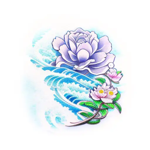 Waves Samurai Sakura Flowers