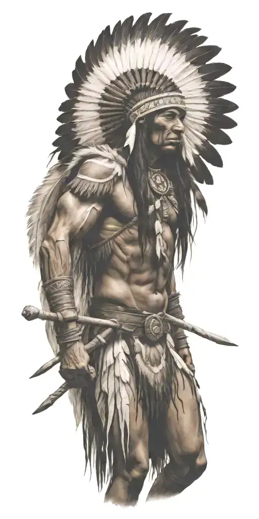 Native American Warrior Battling