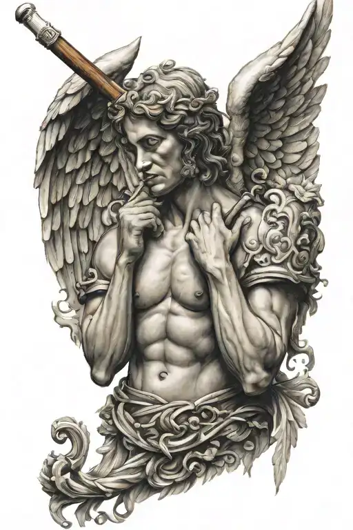 Angel Plaing With Pipe