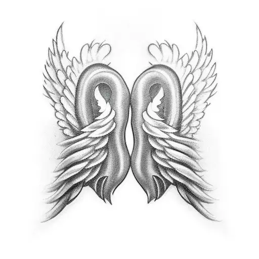 Two Angel Wings Spaced A Part For A Neck