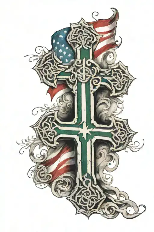 Celtic Cross American Flag