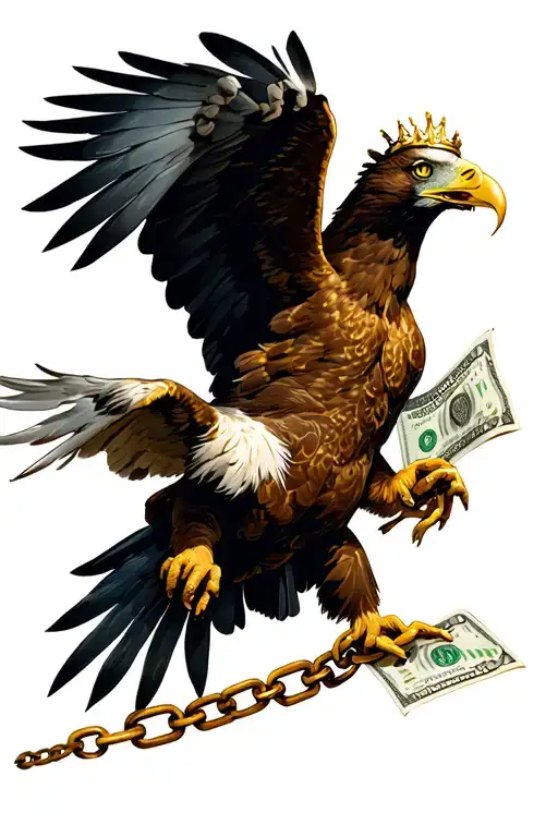 The Eagle King Managed To Get Out Of The Chain And Bite The Dollar Bill