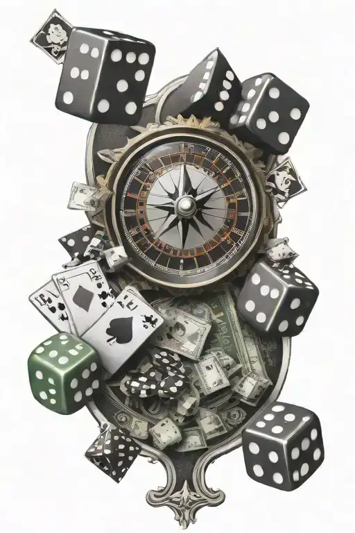 Vegas Sign With Dice And Money