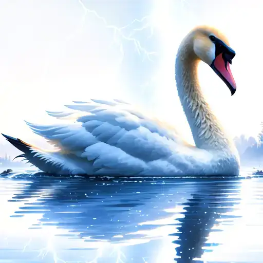 Swan With Lightning In Background