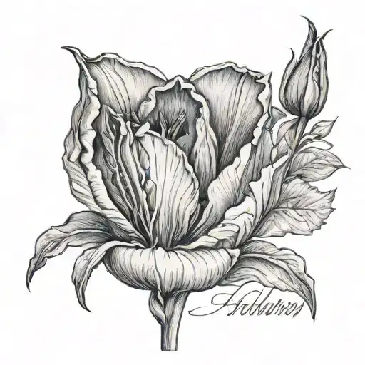 Orange Tulip With The Name Audrey Under It And The Date 2022 January 12Th