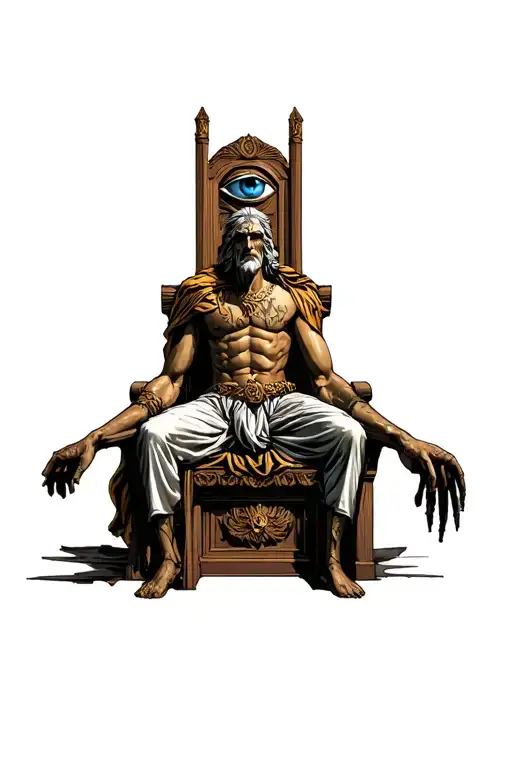 Hades Greek God Sitting On Throne With The All Seeing Eye