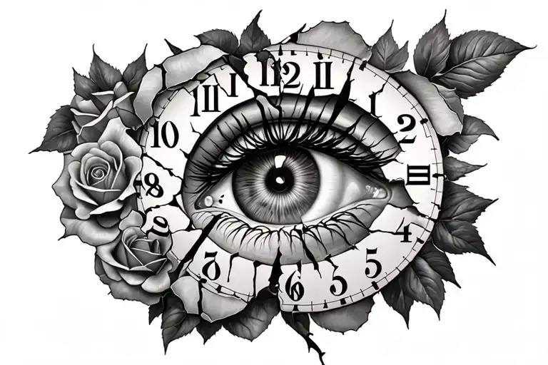 Add The All Seeing Eye Symbol Integrated With Roses On The Sides And More Broken Clocks Black Only