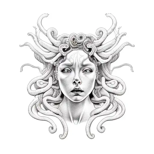 Half Monster Medusa And Half Human Medusa