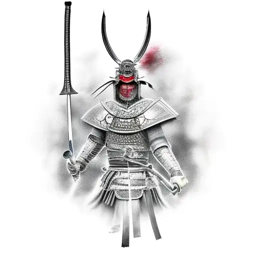 Face Off Girl Whit Armor Samurai And Sword In Your Hand