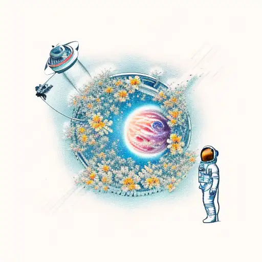 Astronaut With Cosmos Flowers