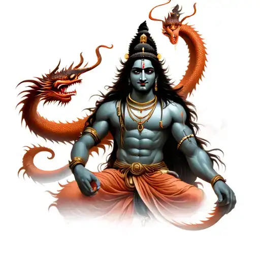 Lord Shiva With Dragon Wrapped