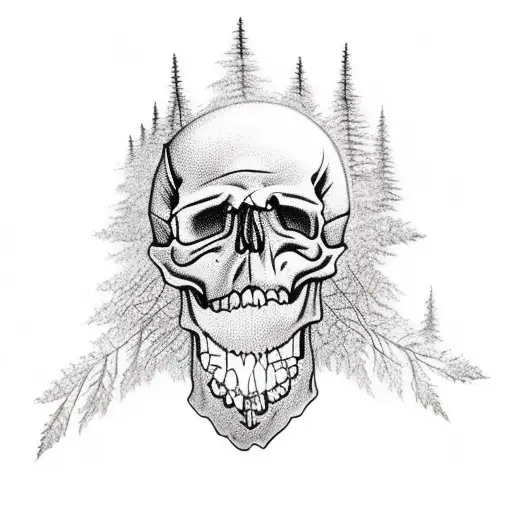 Skull With Horror Forest