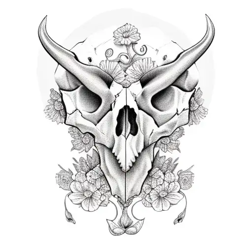 Girl Cow Skull Flowers