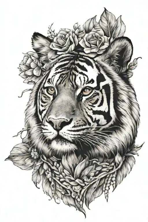 Latin American Woman Wearing A Tiger Head