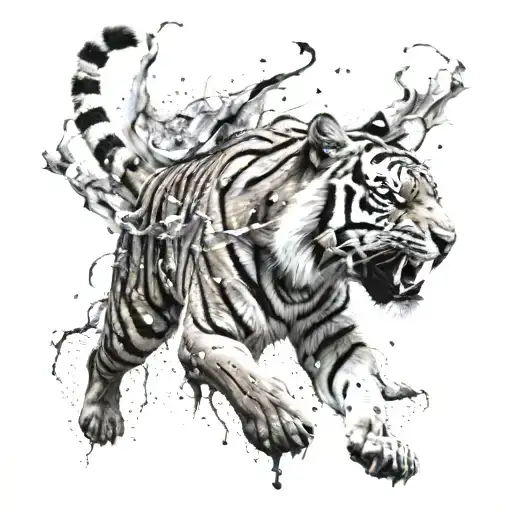 Tiger Roaring Amazing Stars Colliding Explosively