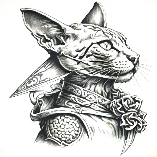 Oriental Cat Samurai Sword
