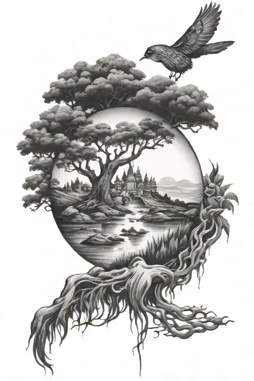 Trippy Scenery Black