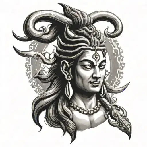 Indian God Shiva Trishul Trident With A Mantra