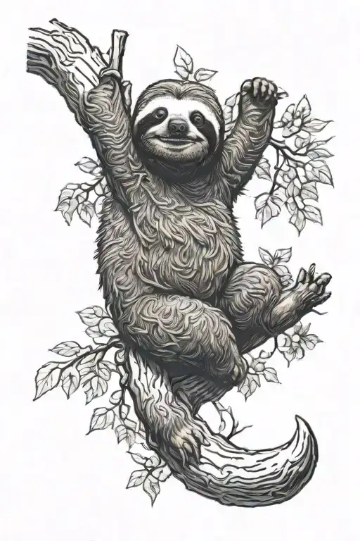 Space Sloth Hanging From A Tree