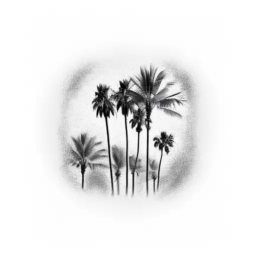 Road Of Palm Trees On Fire