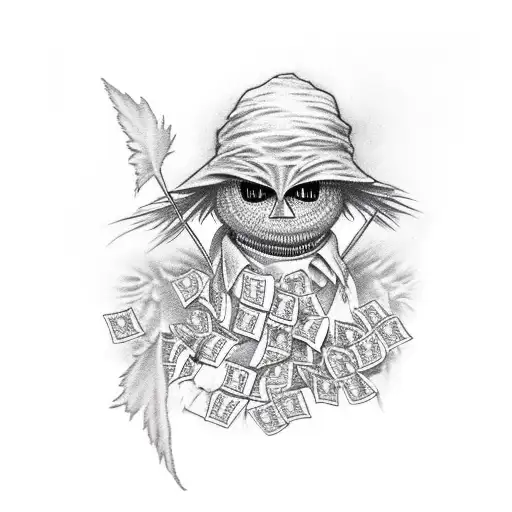 Scarecrow Holding A Bag Of Money