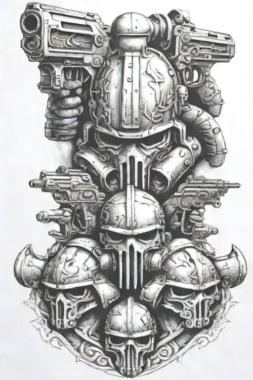 Three Space Marines With Guns