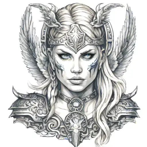 Beautiful Norse Valkyrie With Blonde Hair Blue Eyes