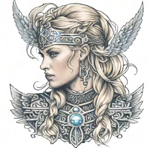 Beautiful Norse Viking Valkyrie With Blonde Hair Blue Eyes