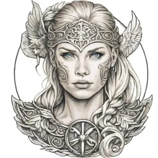 Beautiful Norse Viking Valkyrie Shield Maiden With Blonde Hair Blue Eyes