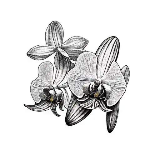 Orchid With Stem And Cursive Lettering