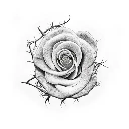 Intricate Hand Tattoo Featuring Vine And Thorn Bones With Bloody Rose