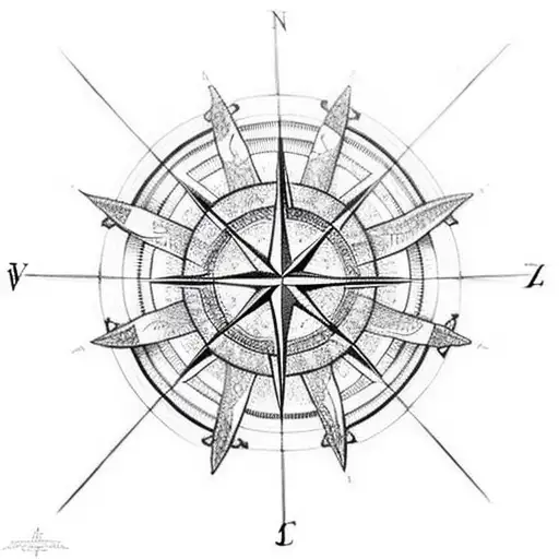 An Intricate Compass Rose Incorporating Christian Symbols
