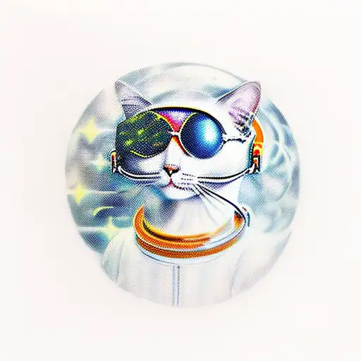 A Realistic Depiction Of A Cat Astronaut Floating Among The Stars