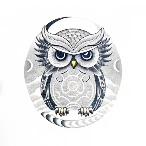 Owl With Moon Implying Time