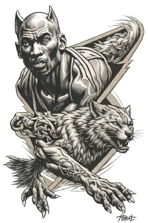 Kobe Bryant Logo And Shinobi With A Wolf Blue Eyes