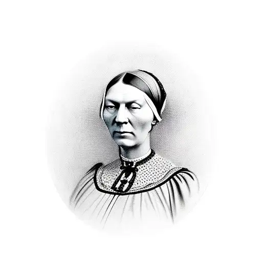 A Portrait Of Florence Nightingale Surrounded By Medical Instruments