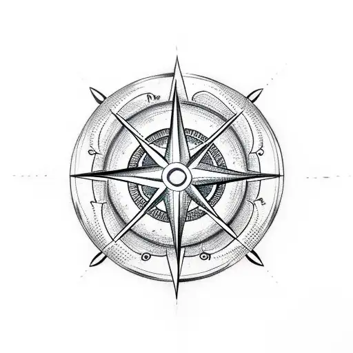 Ocean Inside Of Compass Rose