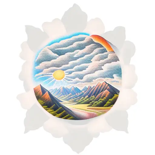 Sunset Over Valley With A Thunder Cloud Above The Sunset