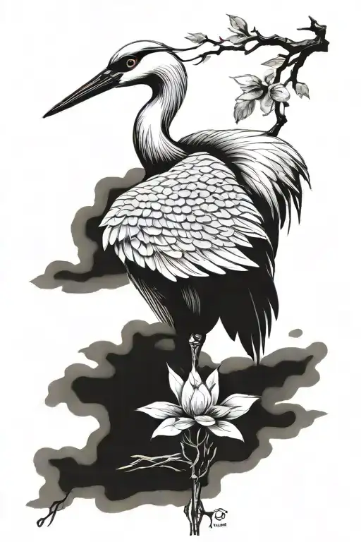 Crane Japanese Style Portrait