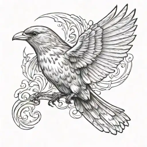 Phoneix Bird Opening Wing Left One