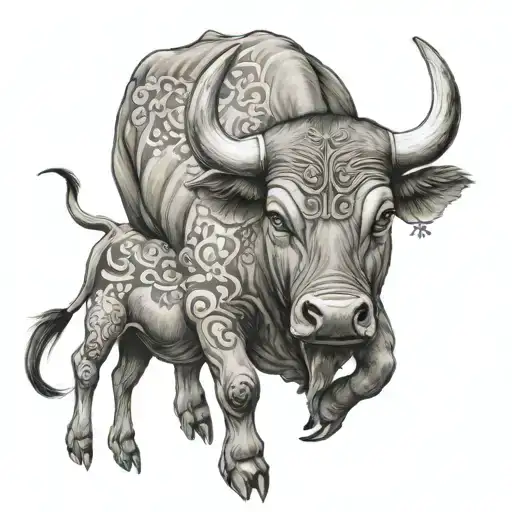 A Bull With A Sumrai Jingasa