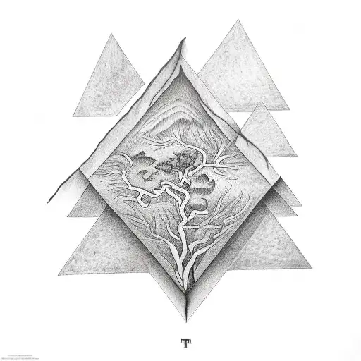 A Map In A Triangle With A Tree & Roots