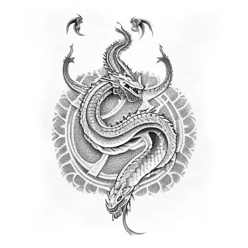 Full Arm With A Large Cobra Dragon And Other Designs Around