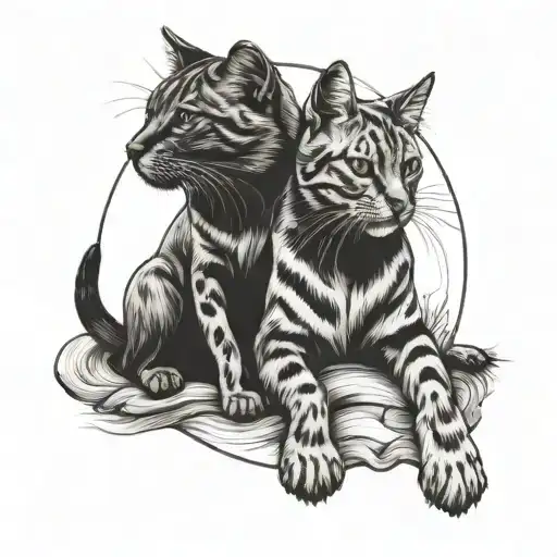 Circle Style With Half Cat And Dog