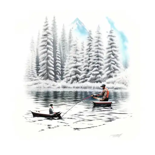 Three Guys Fishing In The Woods