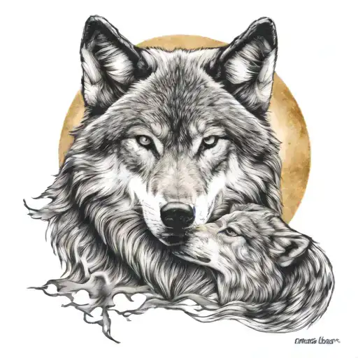 Wolf Howling Moon Merging Together